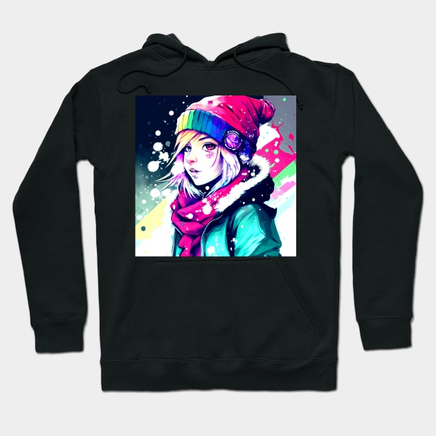 Anime Girl Cute Christmas Holiday Vibes Hoodie by MaystarUniverse